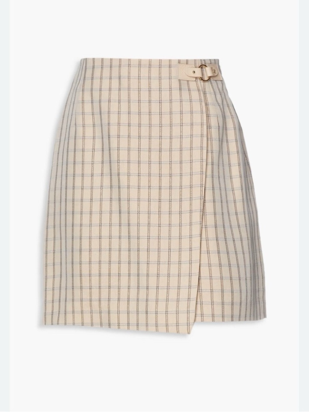 Sandro Beige Checked Wrap Mini Skirt with Buckle NWT SZ 1
